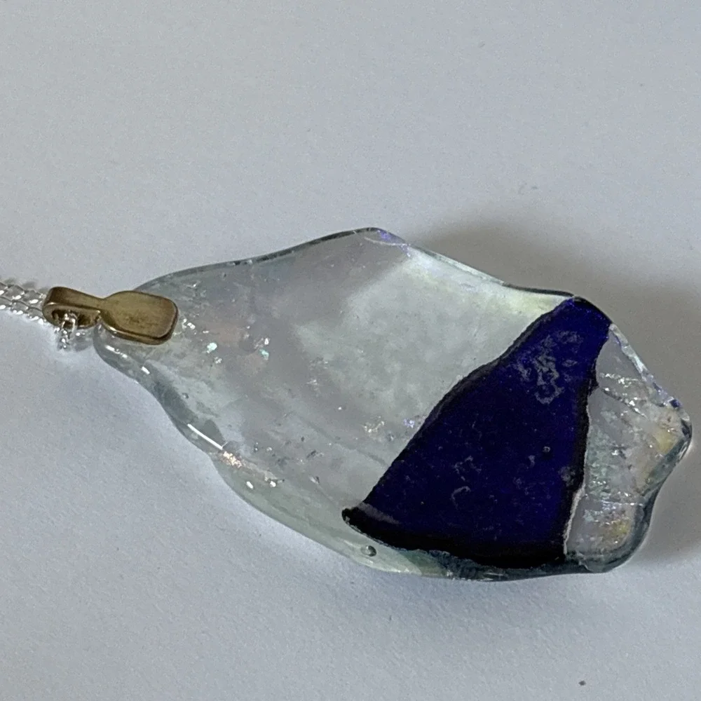 Artisan Dichroic Glass Shimmer Kaleidoscope Pendant Necklace
